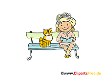 Mädchen sitzt auf der Bank und liest ein Buch Bild, Clipart, Cartoon Mädchen sitzt auf der Bank und liest ein Buch Bild, Clipart, Cartoon