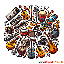 Musikinstrumente Clipart - Bilder mit Kinderspielzeug