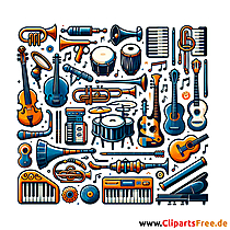 Musikinstrumente Clipart - Bilder zum Thema Kinderspielzeug