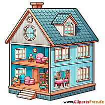 Puppenhaus Clipart - Bilder mit Kinderspielzeug