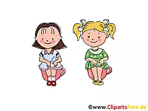 Zwei Mädchen Bild, Clipart, Cartoon, Grafik, Comic gratis