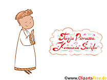 Betendes Kind Clipart, Bild, Illustration - Glückwünsche zur Kommunion auf Polnisch