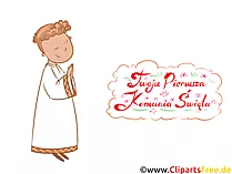 Betendes Kind Clipart, Bild, Illustration - Glückwünsche zur Kommunion auf Polnisch