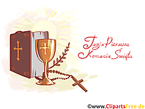 Bibel und Kelch Clipart, Bild, Illustration - Glückwünsche zur Kommunion auf Polnisch