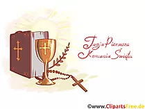 Bibel und Kelch Clipart, Bild, Illustration - Glückwünsche zur Kommunion auf Polnisch
