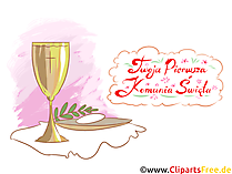 First communion greeting card sa Polish