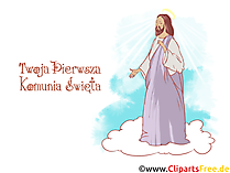 Christliches Bild, Clipart, Illustration - Glückwünsche zur Kommunion auf Polnisch