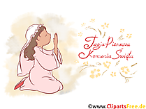 Gebet Clipart, Bild, Illustration - Glückwunsch zur Kommunion auf Polnisch