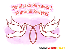 Glückwünsche zur Kommunion auf Polnisch mit weißen Tauben