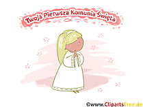 Glückwunsch zu Kommunion auf Polnisch Clipart, Bild, Illustration