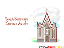 Katholische Kirche Clipart, Bild, Illustration zur Kommunion auf Polnisch