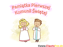 Kinder singen in der Kirche Clipart, Bild, Illustration - Glückwünsche zur Kommunion auf Polnisch
