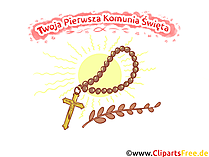 Kreuzchen mit Halskette Clipart, Bild, Illustration - Glückwünsche zur Kommunion auf Polnisch