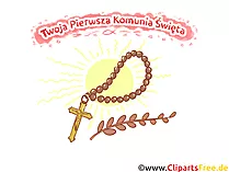 Kreuzchen mit Halskette Clipart, Bild, Illustration - Glückwünsche zur Kommunion auf Polnisch
