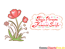 Mohn Clipart, Bild, Illustration - Glückwünsche zur Kommunion auf Polnisch