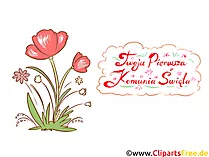 Mohn Clipart, Bild, Illustration - Glückwünsche zur Kommunion auf Polnisch