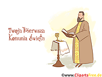 Priester beii Gottesdienst Clipart, Bild - Glückwünsche zur Kommunion auf Polnisch