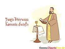 Priester beii Gottesdienst Clipart, Bild - Glückwünsche zur Kommunion auf Polnisch