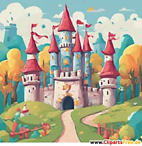 Castle illustration, clipart, painting