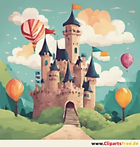Castle with flags clipart in PNG format