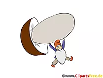 Gnom trägt Pilz Bild, Clipart, Illustration