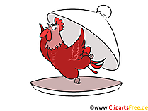 Huhn auf dem Teller im Restaurant Clipart, Bild, Grafik