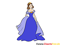 Prinzessin im blauen Klein, jung, hübsch, Mädchen Bilder, Cliparts