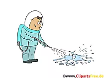 Desinefktion auf den Straßen gegen Virus Clipart, Illustration, Bild