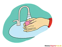 Händewaschen mit Wasser und Seife - Hygiene Bilder nd Illustrationen für Schule