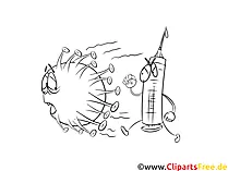 Impfung gegen Virus Clipart, Bild, Malvorlage