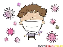 Junge mit Mundschutzmaske Bild, Grafik, Clipart zum drucken