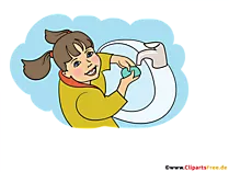 Mädchen wäscht Hände mit Seife Clipart, Illustration, Bild