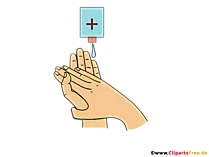 Sanitizer, Hände desinfizieren Clipart - Printmaterialien zum Coronavirus