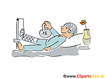 Patient mit gebrochenem Beim im Krankenhaus Clipart