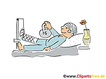 Patient mit gebrochenem Beim im Krankenhaus Clipart