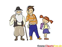 Alter Mann, Junger Mann, Mädchen - Menschen, Menschenbilder, Cliparts Menschen