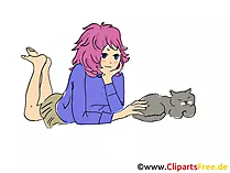 Anime Mädchen Bild, Clipart, Comic, Cartoon, Grafik