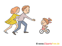 Eltern spielen mit Tochter Clipart, Illustration, Bild
