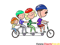Familie am Fahrrad Clipart, Illustration, Bild