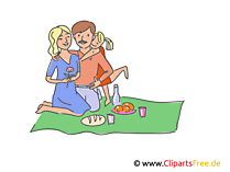 Familie beim Picknick, Ausflug Clipart, Illustration, Bild