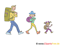 Familie im Urlaub, Ausflug Clipart, Bild, Illustration