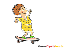 Frau fährt Skateboard Cartoon, Clipart, Bild, Illustration