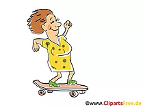 Frau fährt Skateboard Cartoon, Clipart, Bild, Illustration