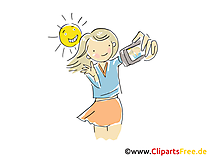 Frau macht Selfie Clipart, Bild, Illustration