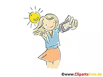 Frau macht Selfie Clipart, Bild, Illustration