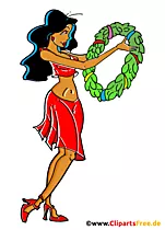 Frau mit Lorbeerkranz Clipart, Illustration, Comic