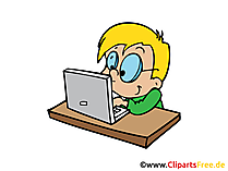 Kind am Laptop Bild, Clipart, Illustration, Grafik, Zeichnung kostenlos
