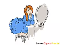 Mädchen vor dem Spiegel Anime Illustration, Bild, Clipart, Comic