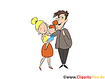 Mama, Papa, Tochter Clipart, Illustration, Bild