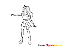 Manga zum Ausmalen, Malvorlage, Ausmalbild gratis